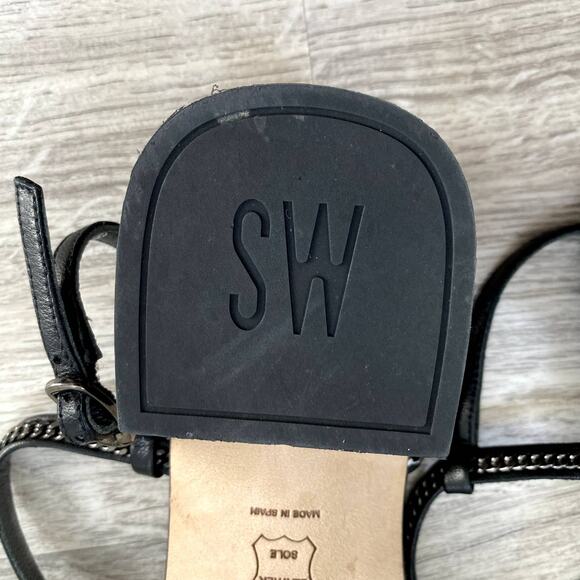 Stuart Weitzman Black Sandals with Chain straps Size 6 Block Heel - Picture 7 of 12